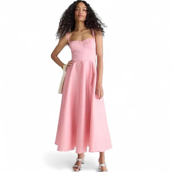 J.Crew Collection Sweetheart A-Line Dress Stretch Taffeta Pink Size 20 NWT - Picture 1 of 14
